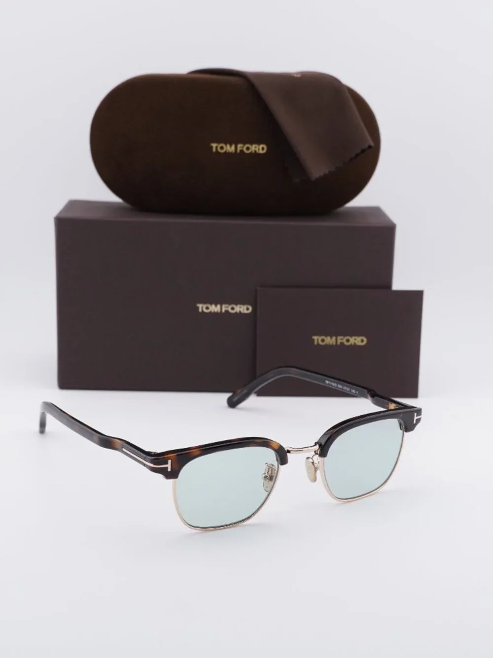 Tom Ford FT1119-D 52N Browline Sunglasses - Dark Havana \ Green